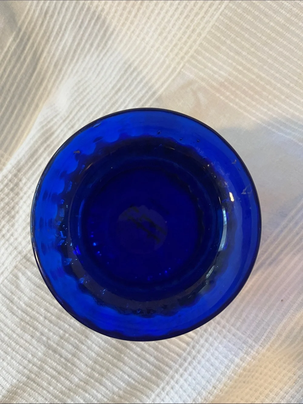 Cobalt Blue Ribbed Glass Vase -m